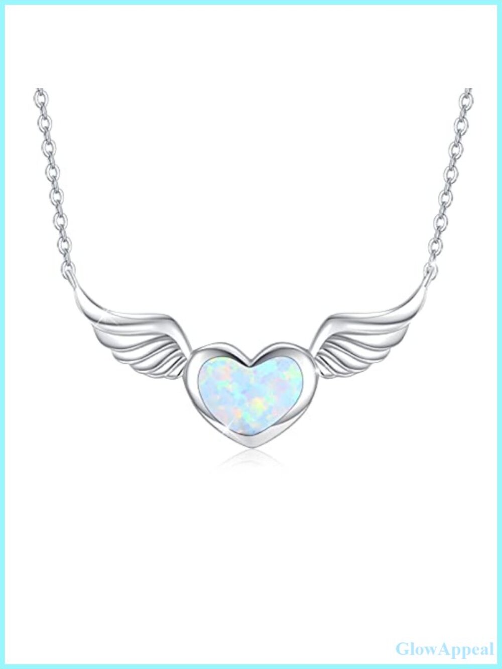 Angel Wings Necklace 925 Sterling Silver Opal Pendant Jewelry Gift for Women